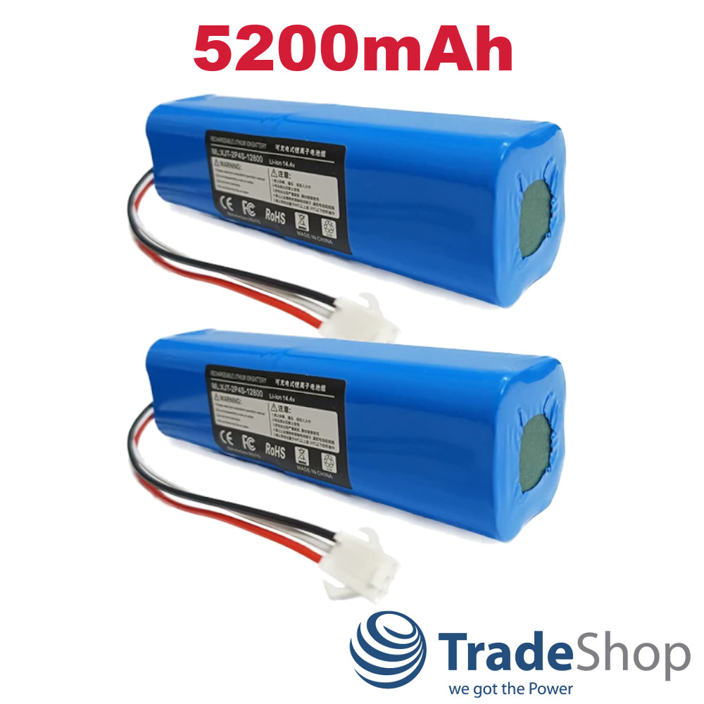 2x Li-ion Akku 14,4V 5200mAh für Lenovo LR1 T1 Pro, Proscenic  M7 LDS Pro uvm.