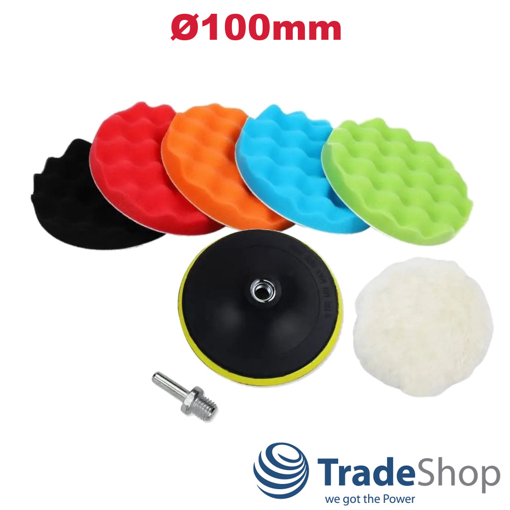 100mm Polier-Set (8-teilig) Polierschwamm M14 Stützteller für Poliermaschinen