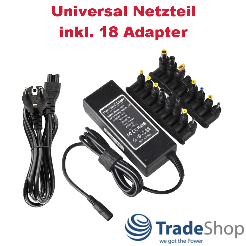 Universal Laptop Notebook Netzteil 15V-20V mit 16 Steckern 65W/90W uvm