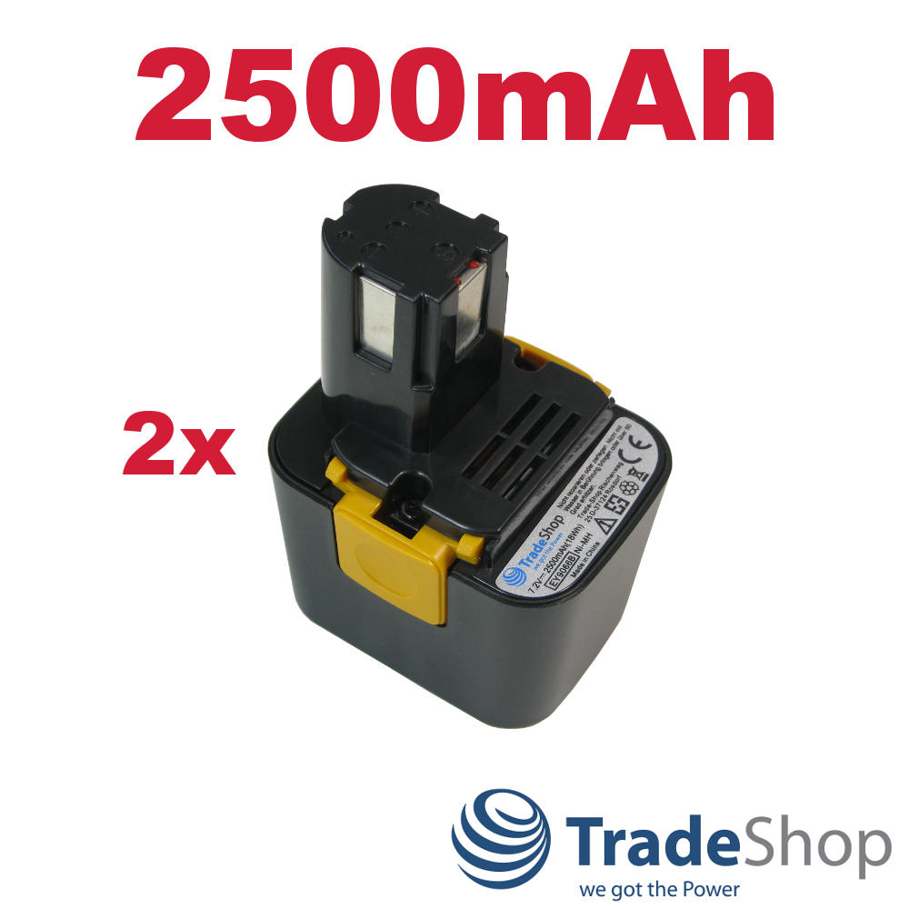 2x AKKU Ni-MH 7,2V 2500mAh ersetzt Panasonic EY9168 EY9168B EY9065