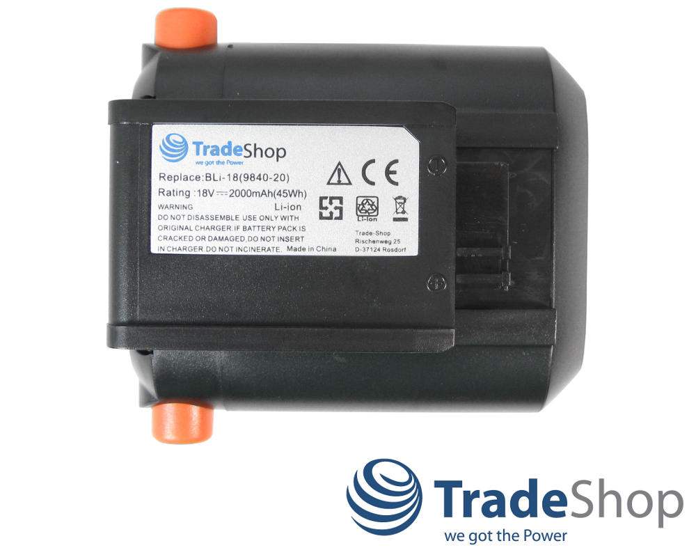 AKKU 18V 2000mAh Li-Ion für Gardena 8877 9335 8881 8866 9823 9825 BLI18 Li18 uvm