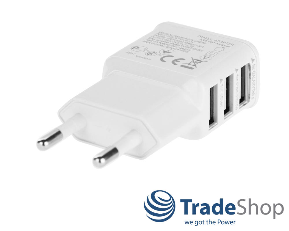 2A Universal 3-fach Ladegerät Netzteil USB Port Adapter für die Steckdose