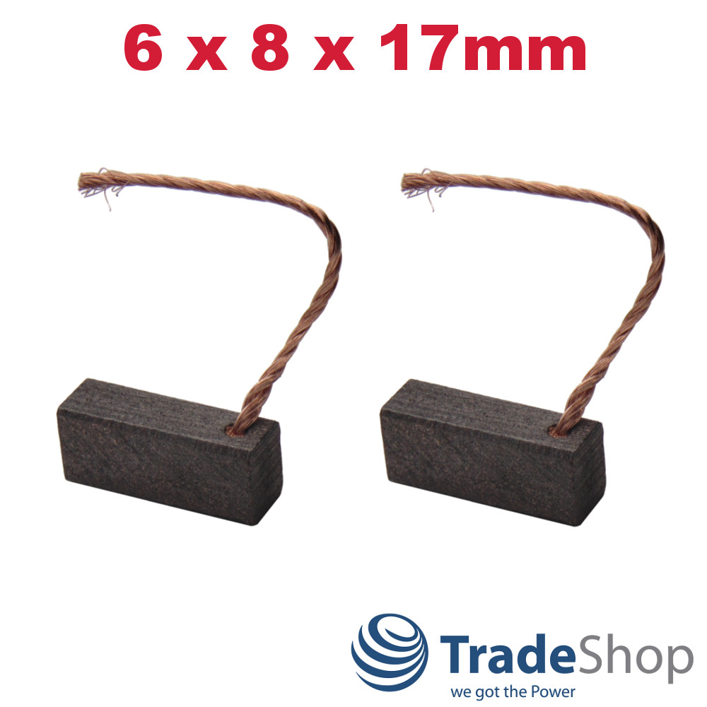 2x Motorkohlen Kohlebürsten 6x8x17mm für viele PKW KFZ LKW Motoren Antriebe