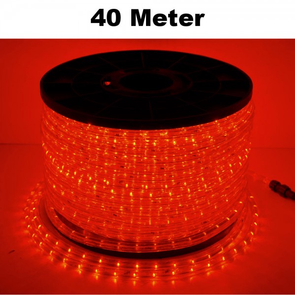 LED Lichtschlauch Lichterkette Beleuchtung Komplett-Set Rot 40m