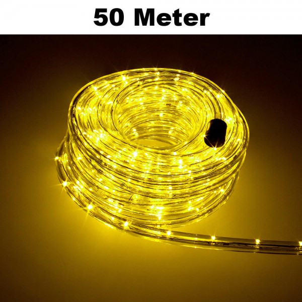 LED Lichtschlauch Lichterkette Beleuchtung Komplett-Set Gelb 50m