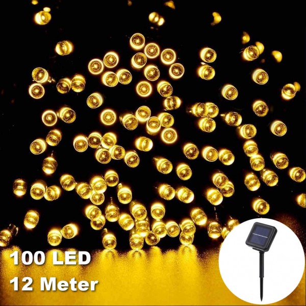 100 LED 12 Meter Solar LED Lichterkette mit 8 verschiedenen Effekten