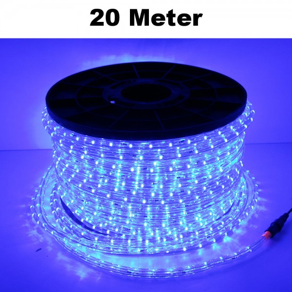 LED Lichtschlauch Lichterkette Beleuchtung Komplett-Set Blau 20m