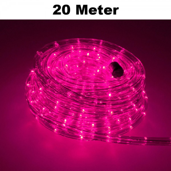 LED Lichtschlauch Lichterkette Beleuchtung Komplett-Set Pink 20m
