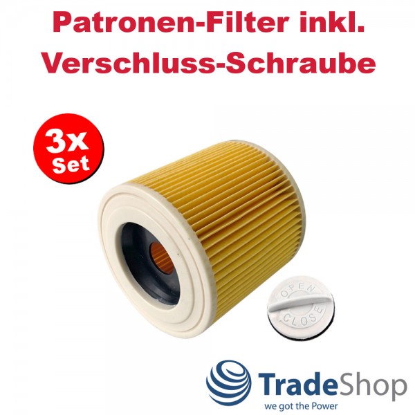 3x Patronen-Filter Rundfilter für Kärcher 6.414-547.0 inkl. Verschluss
