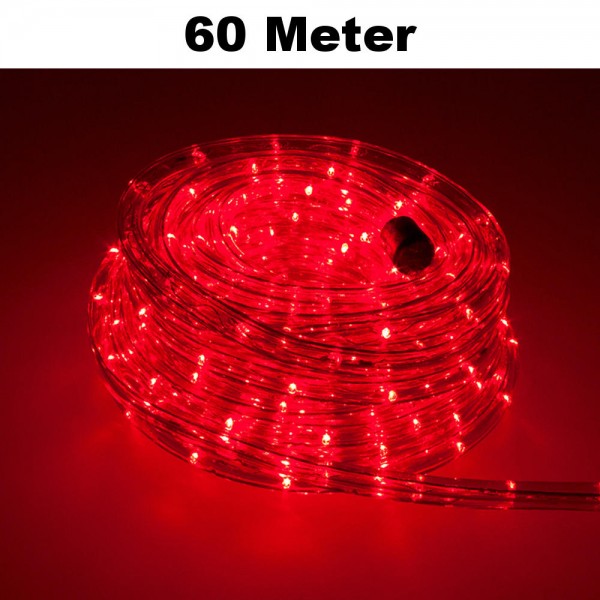 LED Lichtschlauch Lichterkette Beleuchtung Komplett-Set Rot 60m