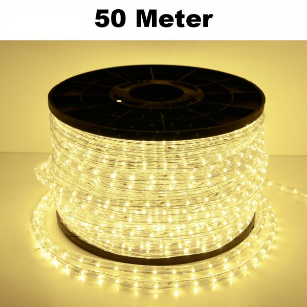 LED Lichtschlauch Lichterkette Beleuchtung Komplett-Set Warmweiß 50m
