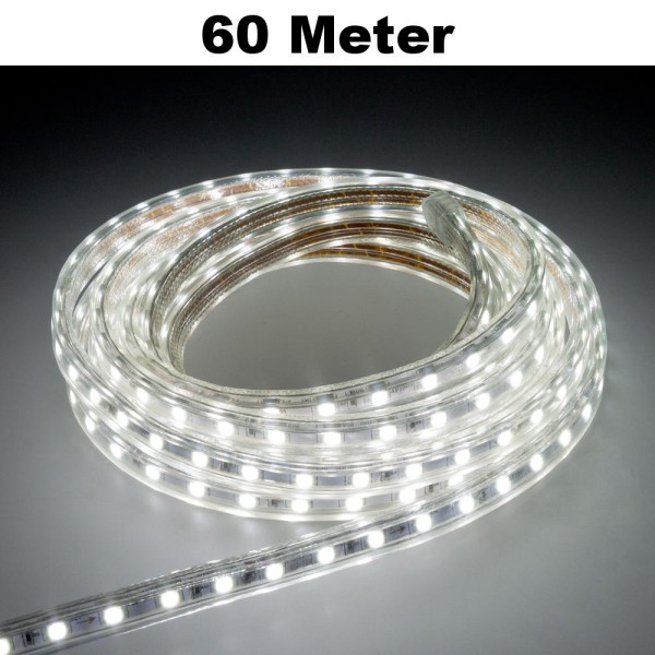 60m Weiß LED Leuchtstreifen Lichterkette 60 LED/Meter SMD2835
