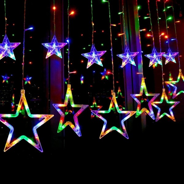 LED Lichterkette RGB Bunt Vorhang Sterne 2,5m*1m Schaufensterdeko
