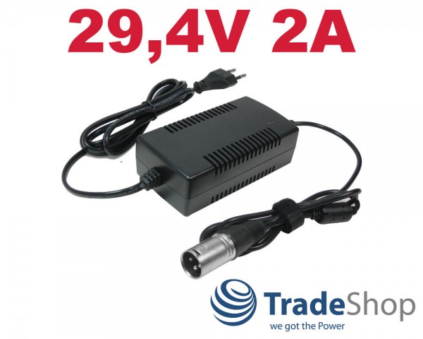 29,4V 2A Ladegerät Netzteil für 24V-Akkus HP1202L2 18,5mm 3pin XLR Stecker uvm