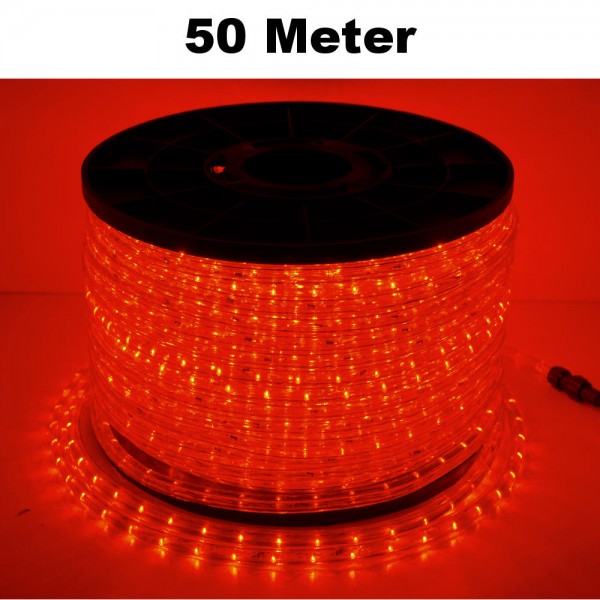 LED Lichtschlauch Lichterkette Beleuchtung Komplett-Set Rot 50m