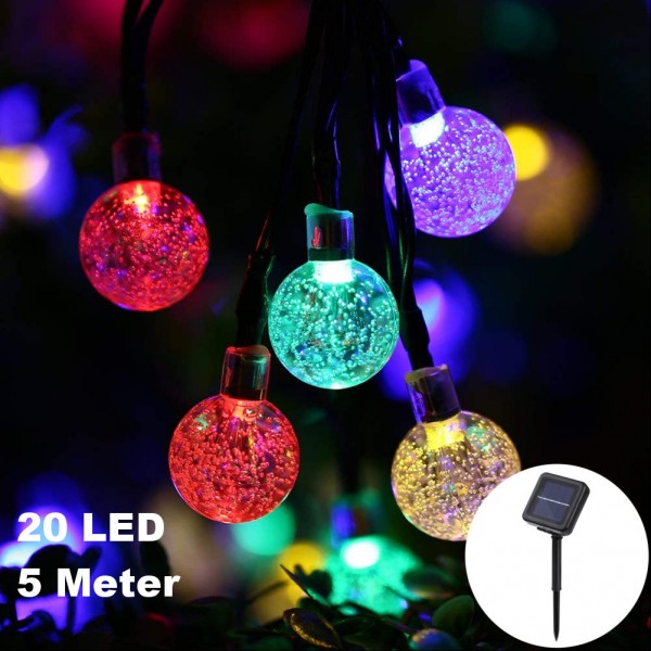 20 LED 5 Meter Solar LED Lichterkette mit Luftblasen Blasen