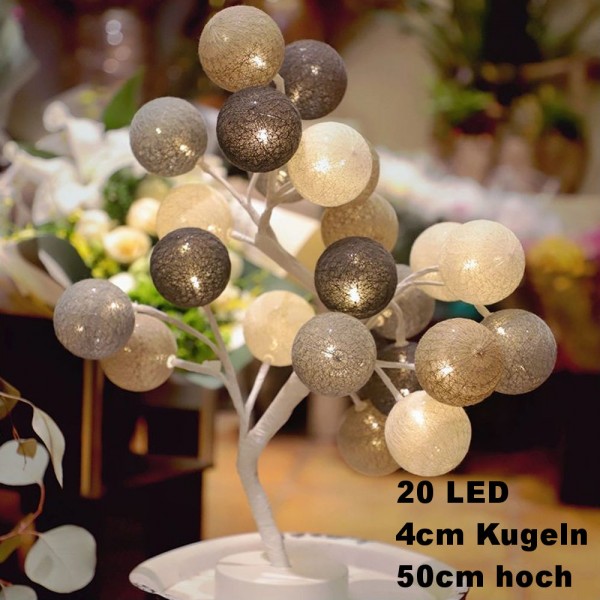 20 LED 50cm Baum mit Baumwollkugel Kugel 4cm Batterie / USB