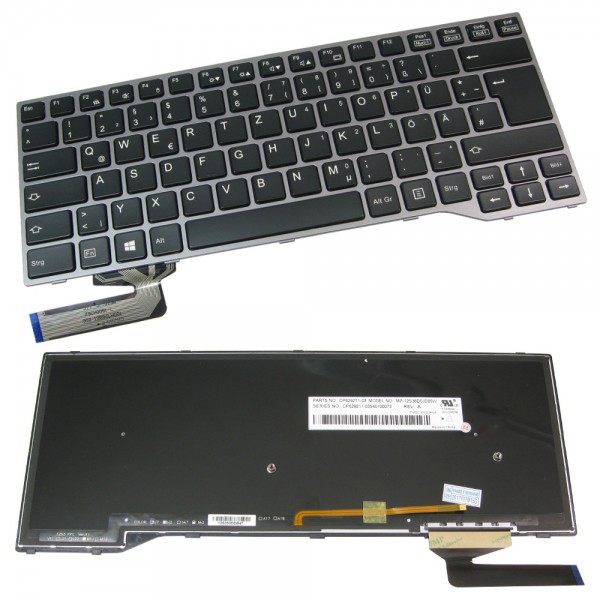 Tastatur QWERTZ DE Beleuchtung ersetzt Fujitsu MP-12S26003D85W Grau