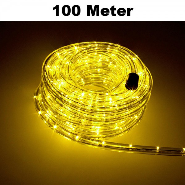 LED Lichtschlauch Lichterkette Beleuchtung Komplett-Set Gelb 100m