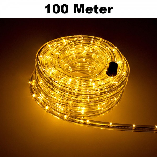 LED Lichtschlauch Lichterkette Beleuchtung Komplett-Set Warmweiß 100m