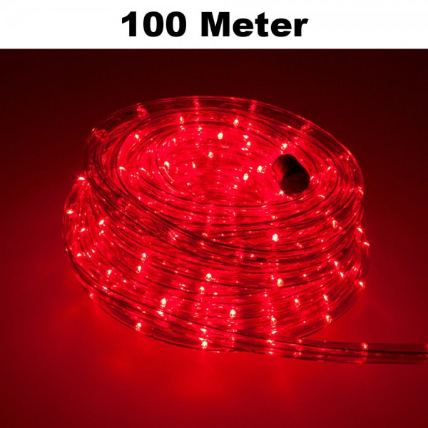 LED Lichtschlauch Lichterkette Beleuchtung Komplett-Set Rot 100m
