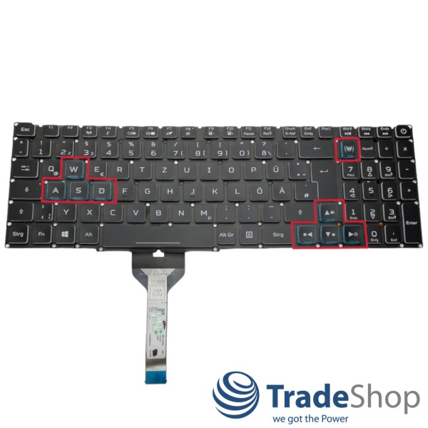 Notebook Tastatur DE QWERTZ mit Hintergrundbeleuchtung für Acer Nitro 5 AN517-41