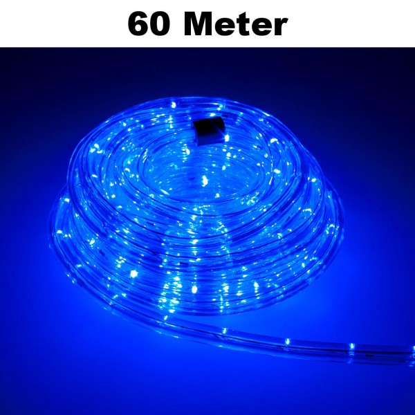 LED Lichtschlauch Lichterkette Beleuchtung Komplett-Set Blau 60m