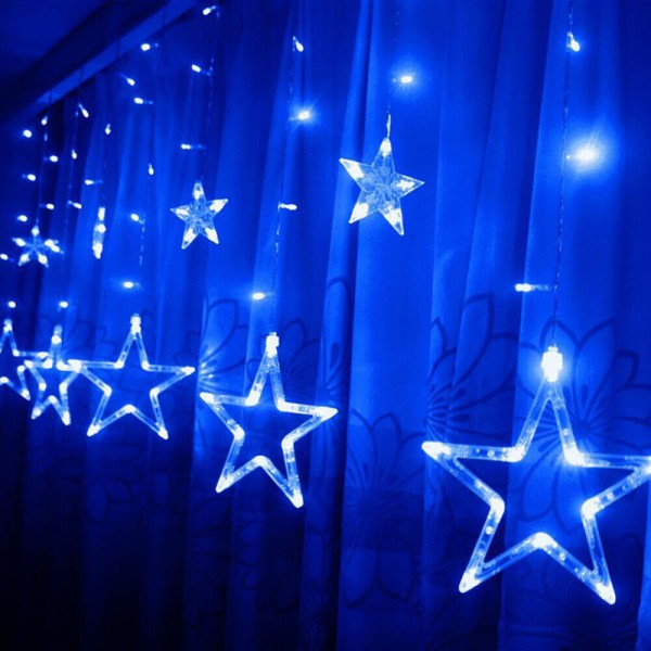 LED Lichterkette Blau Vorhang Sterne 2,5m*1m Schaufensterdeko