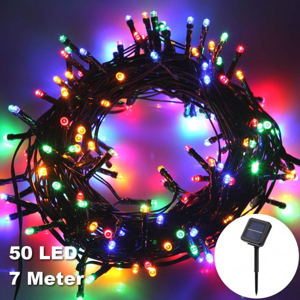 50 LED 7 Meter Solar LED Lichterkette mit 8 verschiedenen Effekte