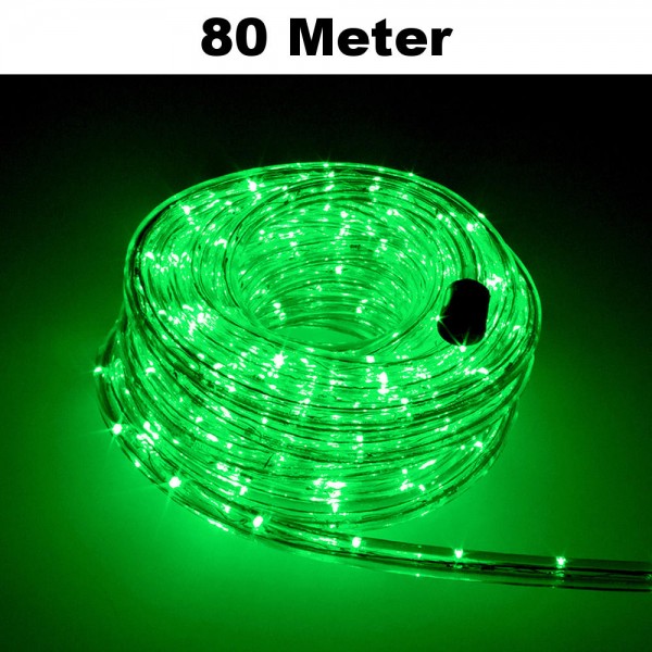 LED Lichtschlauch Lichterkette Beleuchtung Komplett-Set Grün 80m