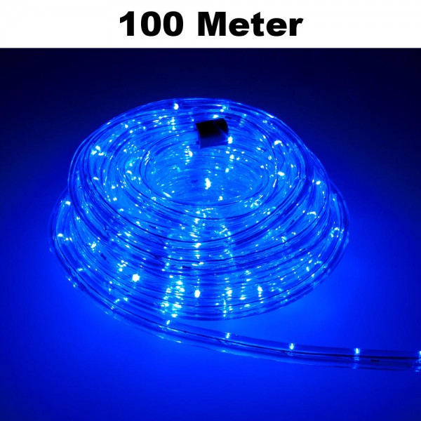 LED Lichtschlauch Lichterkette Beleuchtung Komplett-Set Blau 100m