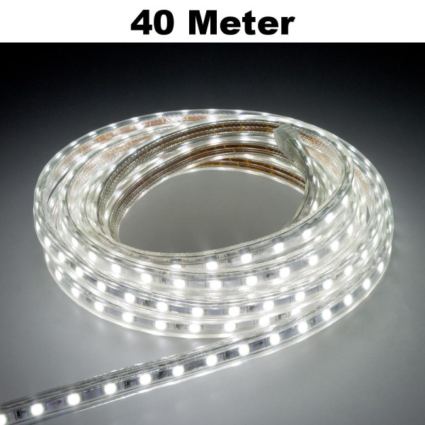 40m Weiß LED Leuchtstreifen Lichterkette 60 LED/Meter SMD2835