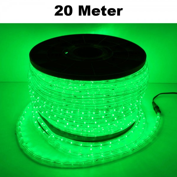 LED Lichtschlauch Lichterkette Beleuchtung Komplett-Set Grün 20m