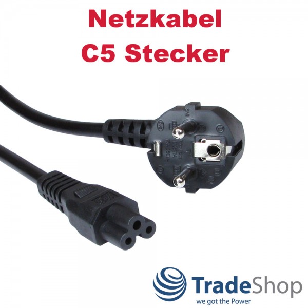 Netzkabel 250V 2.5A C5 Stecker Kleeblattstecker für elektron. Geräte