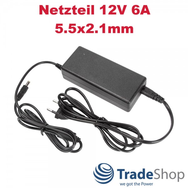 Ladekabel Netzteil Ladegerät Universal 12V 6A 5,5x2,1mm