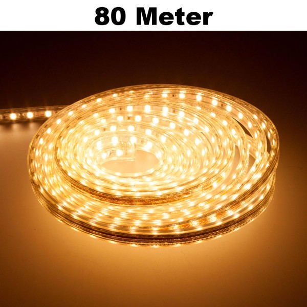 80m Weiß Warmweiß LED Leuchtstreifen Lichterkette 60 LED/Meter SMD2835