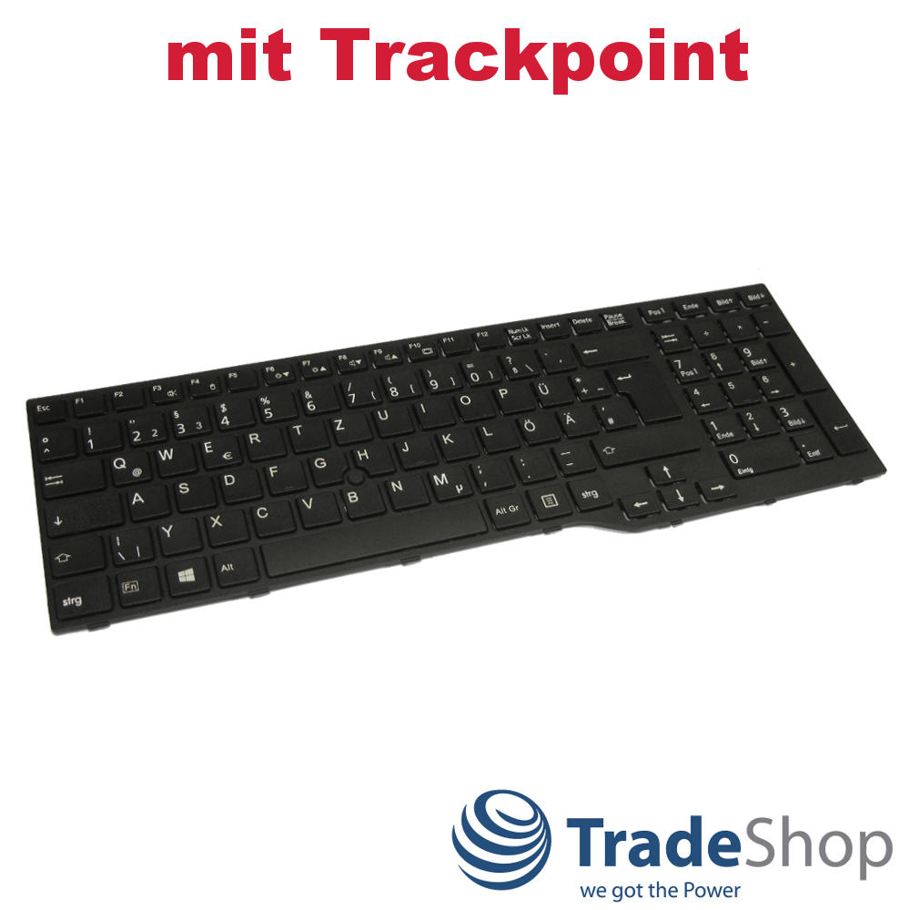 Trade-Shop Premium Original Laptop Tastatur mit schwarzem Rahmen QWERTZ Deutsch für Fujitsu Lifebook E753 E754 E756 ersetzt CP691002-XX MP-12S76003D85W 