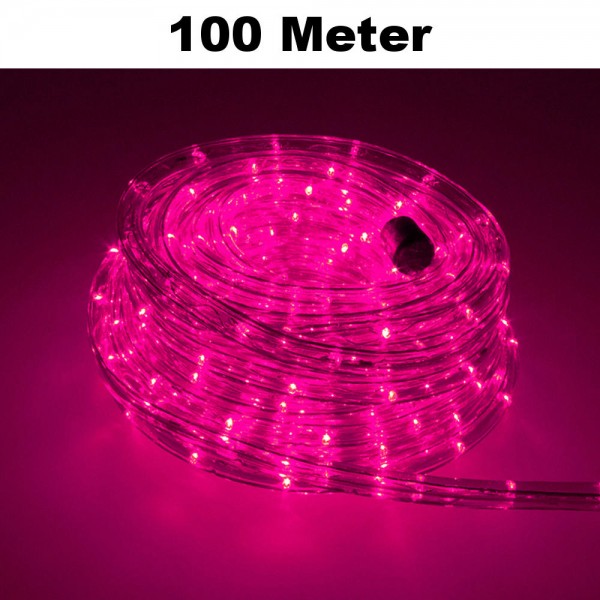 LED Lichtschlauch Lichterkette Beleuchtung Komplett-Set Pink 100m