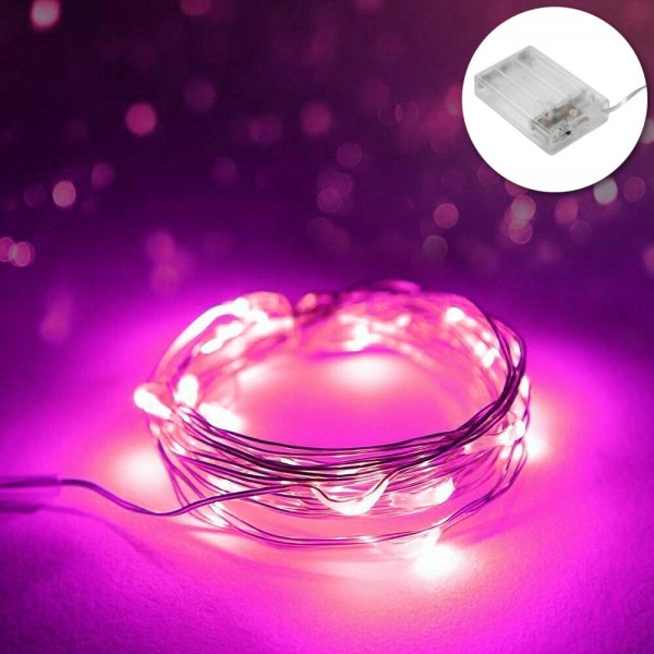 Draht-Lichterkette 30 Micro LED Pink Rosa 3 Meter AA Batterie Biegsam