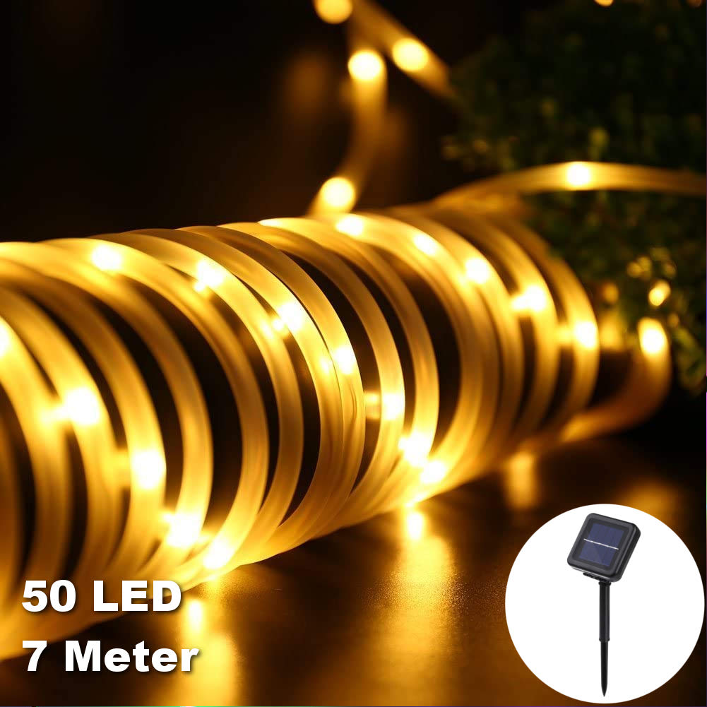 12m 50-100 LED Solar Lichterkette Lichtschlauch Party Garten licht Außen Lampe 